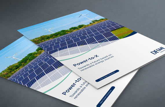 DESMI brochures featuring solar panels and wind turbines for renewable energy solutions.