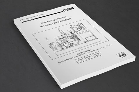 DESMI manual for H65-160 diesel-driven sprinkler system with technical diagram.